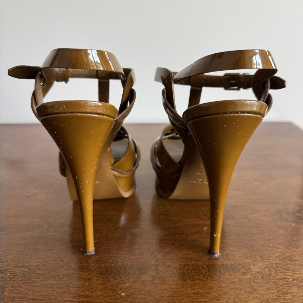 Saint Laurent YSL Women's Tribute Platform Heels in Olive Green; Sz 38.5 - Picture 5 of 8